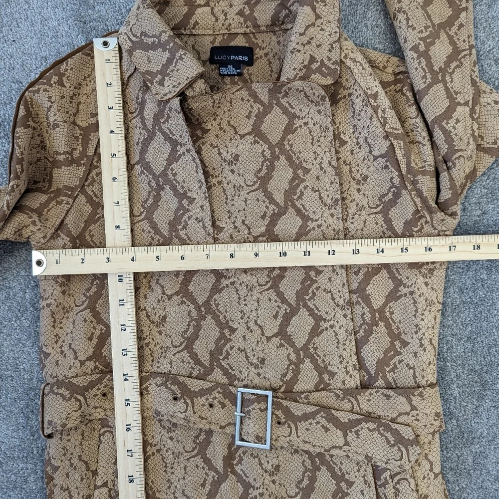 LUCY PARIS Chloe Exotic Snake Print Trench Coat - Extra Small - Chic and Edgy - Picture 9 of 13